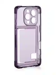 Фиолетовый чехол для iPhone 16 Pro противоударный ROSCO, силиконовый, с карманом для карт, углами
