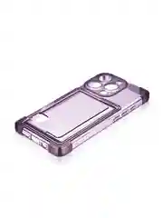 Фиолетовый чехол для iPhone 16 Pro противоударный ROSCO, силиконовый, с карманом для карт, углами