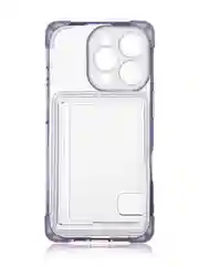 Лавандовый чехол для iPhone 16 Pro противоударный ROSCO, силиконовый, с карманом для карт, углами