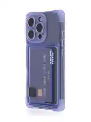 Лавандовый чехол для iPhone 16 Pro противоударный ROSCO, силиконовый, с карманом для карт, углами