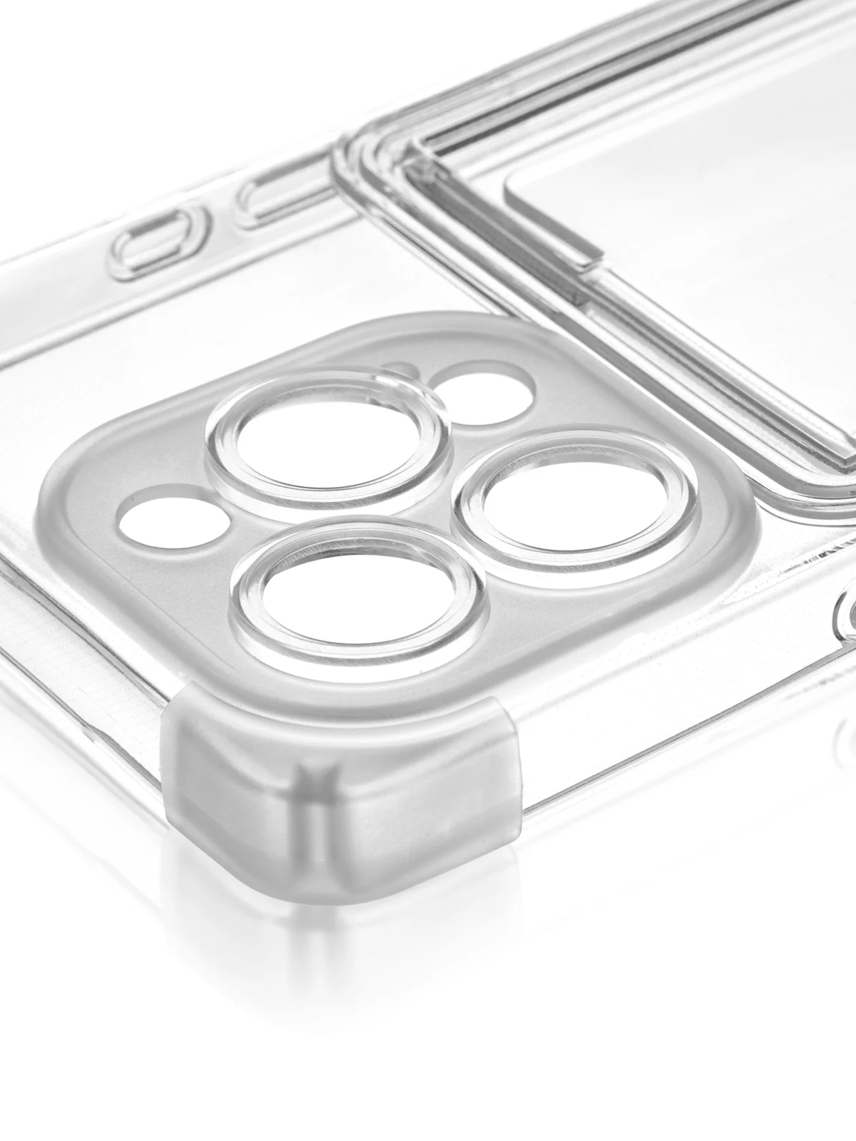 Прозрачный чехол для iPhone 16 Pro противоударный ROSCO, силиконовый, с карманом для карт, углами