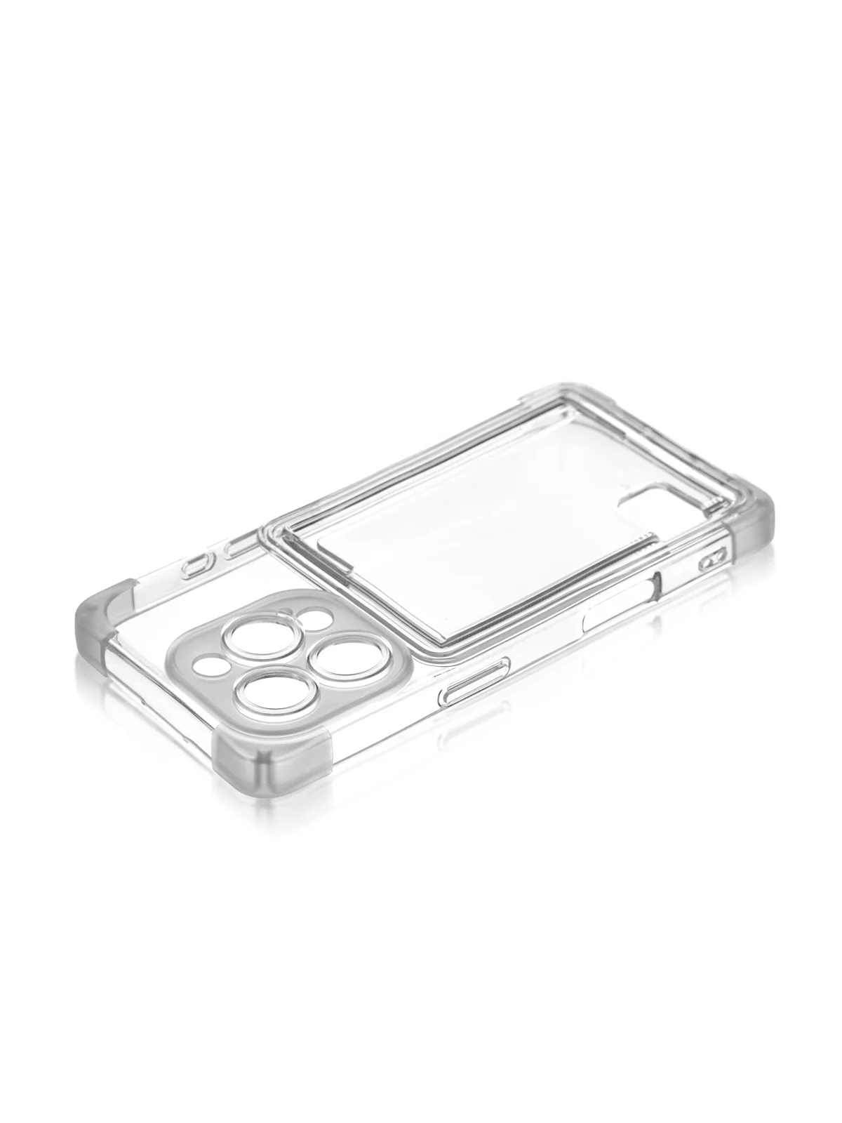 Прозрачный чехол для iPhone 16 Pro противоударный ROSCO, силиконовый, с карманом для карт, углами