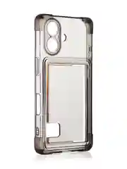 Черный чехол для Apple iPhone 16 противоударный Rosco силиконовый, карман для карт, защита углов