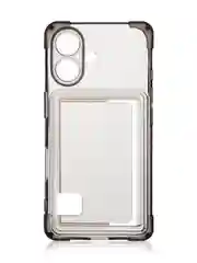 Черный чехол для Apple iPhone 16 противоударный Rosco силиконовый, карман для карт, защита углов