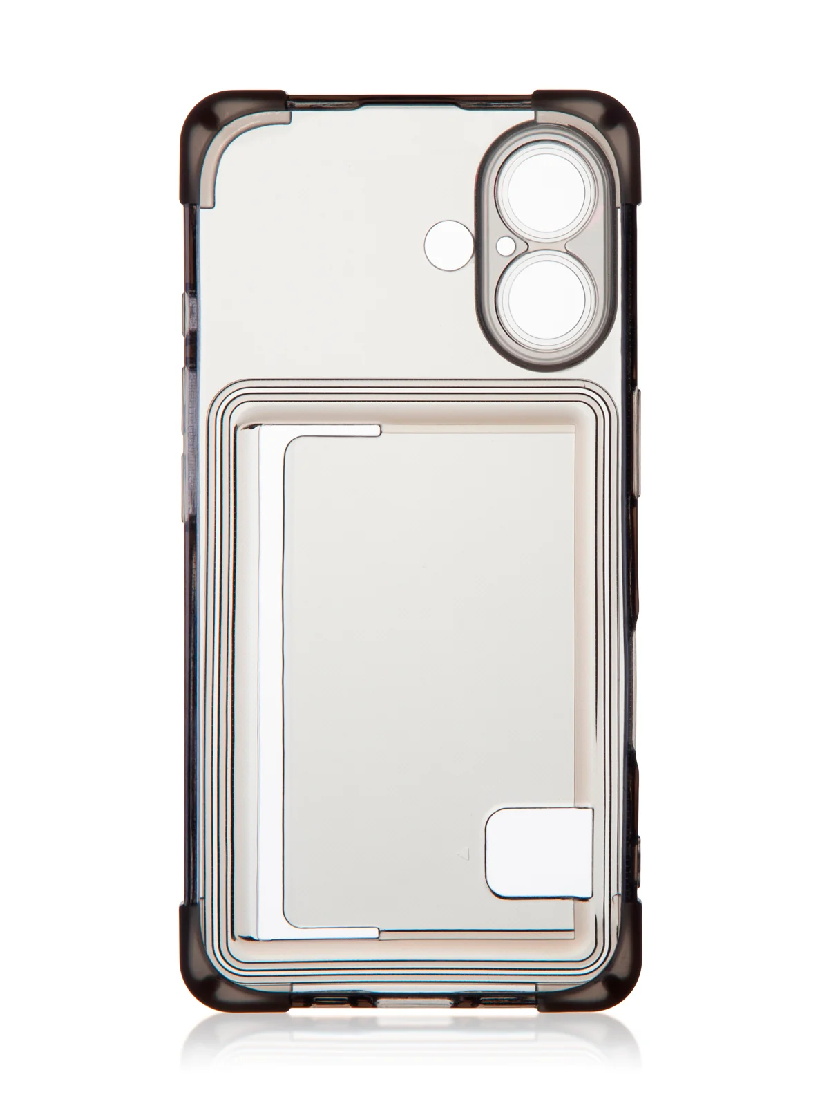 Черный чехол для Apple iPhone 16 противоударный Rosco силиконовый, карман для карт, защита углов