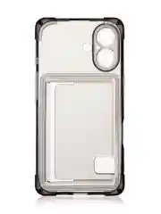 Черный чехол для Apple iPhone 16 противоударный Rosco силиконовый, карман для карт, защита углов