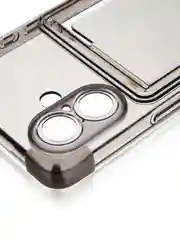 Черный чехол для Apple iPhone 16 противоударный Rosco силиконовый, карман для карт, защита углов