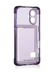 Фиолетовый чехол для Apple iPhone 16 противоударный Rosco силиконовый, карман для карт, защита углов