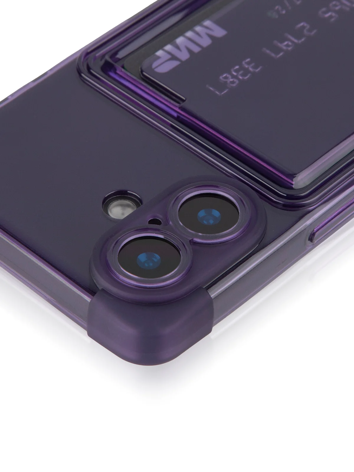 Фиолетовый чехол для Apple iPhone 16 противоударный Rosco силиконовый, карман для карт, защита углов