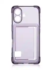 Фиолетовый чехол для Apple iPhone 16 противоударный Rosco силиконовый, карман для карт, защита углов