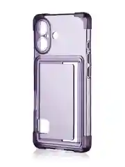 Фиолетовый чехол для Apple iPhone 16 противоударный Rosco силиконовый, карман для карт, защита углов
