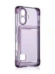 Фиолетовый чехол для Apple iPhone 16 противоударный Rosco силиконовый, карман для карт, защита углов