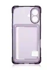Фиолетовый чехол для Apple iPhone 16 противоударный Rosco силиконовый, карман для карт, защита углов