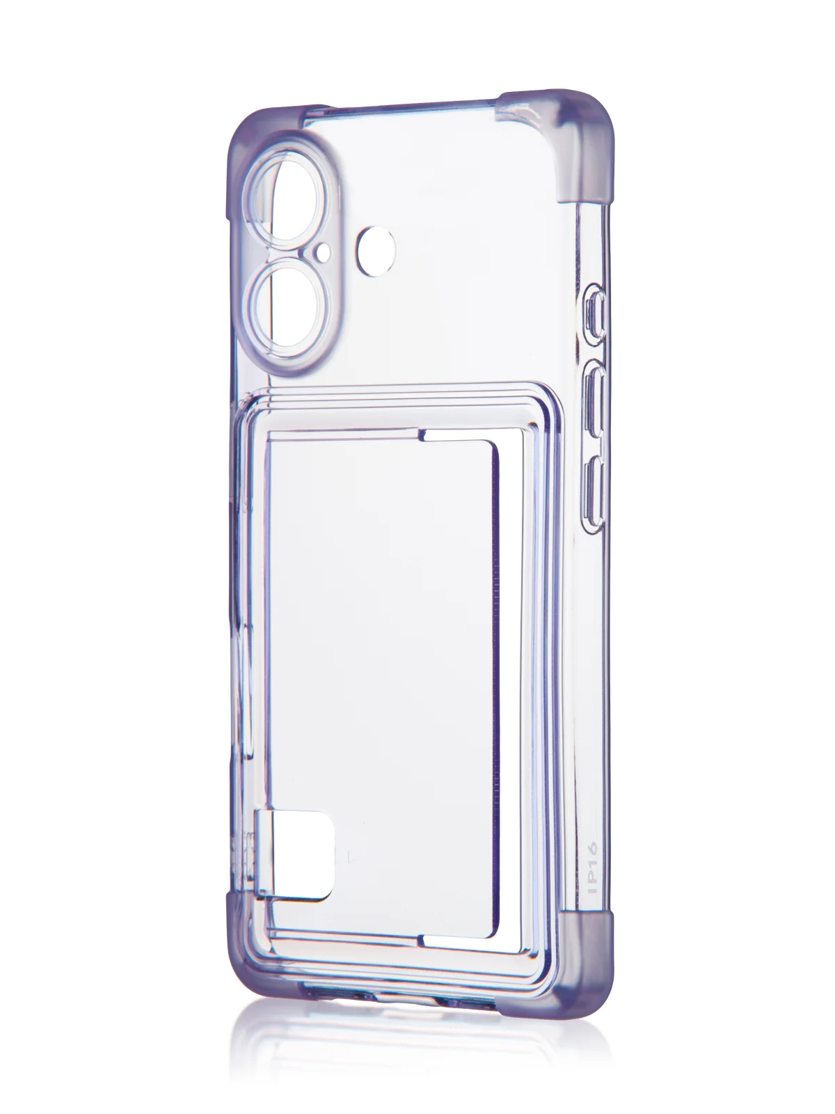 Лавандовый чехол для Apple iPhone 16 противоударный Rosco силиконовый, карман для карт, защита углов