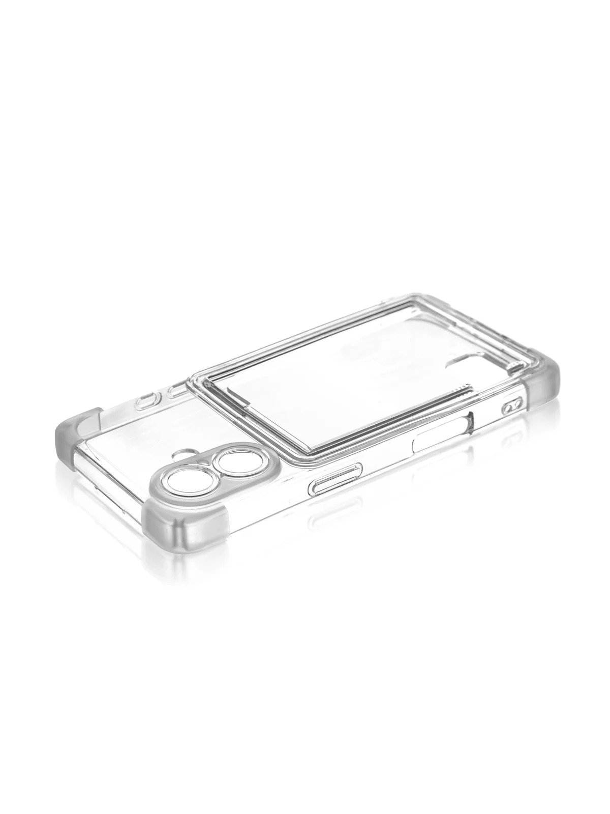 Прозрачный чехол для Apple iPhone 16 противоударный Rosco силиконовый, карман для карт, защита углов