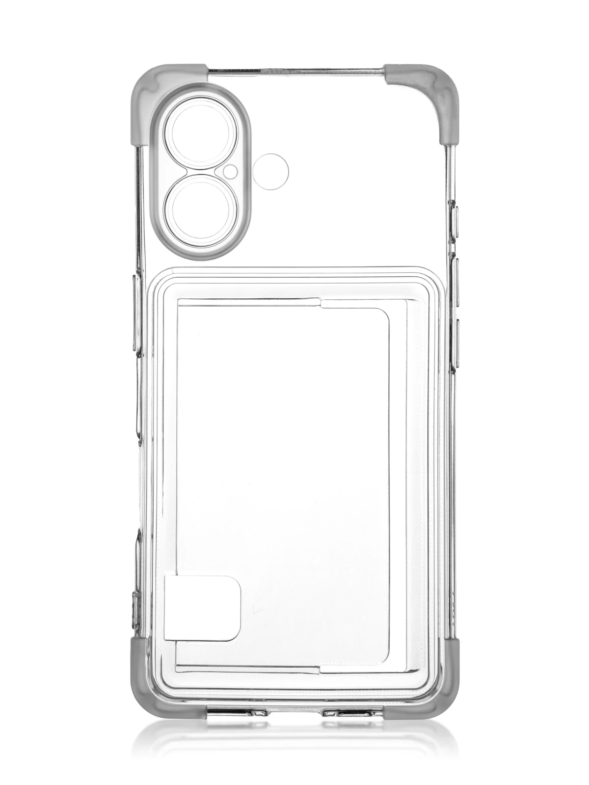 Прозрачный чехол для Apple iPhone 16 противоударный Rosco силиконовый, карман для карт, защита углов