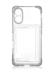 Прозрачный чехол для Apple iPhone 16 противоударный Rosco силиконовый, карман для карт, защита углов