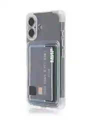 Прозрачный чехол для Apple iPhone 16 противоударный Rosco силиконовый, карман для карт, защита углов