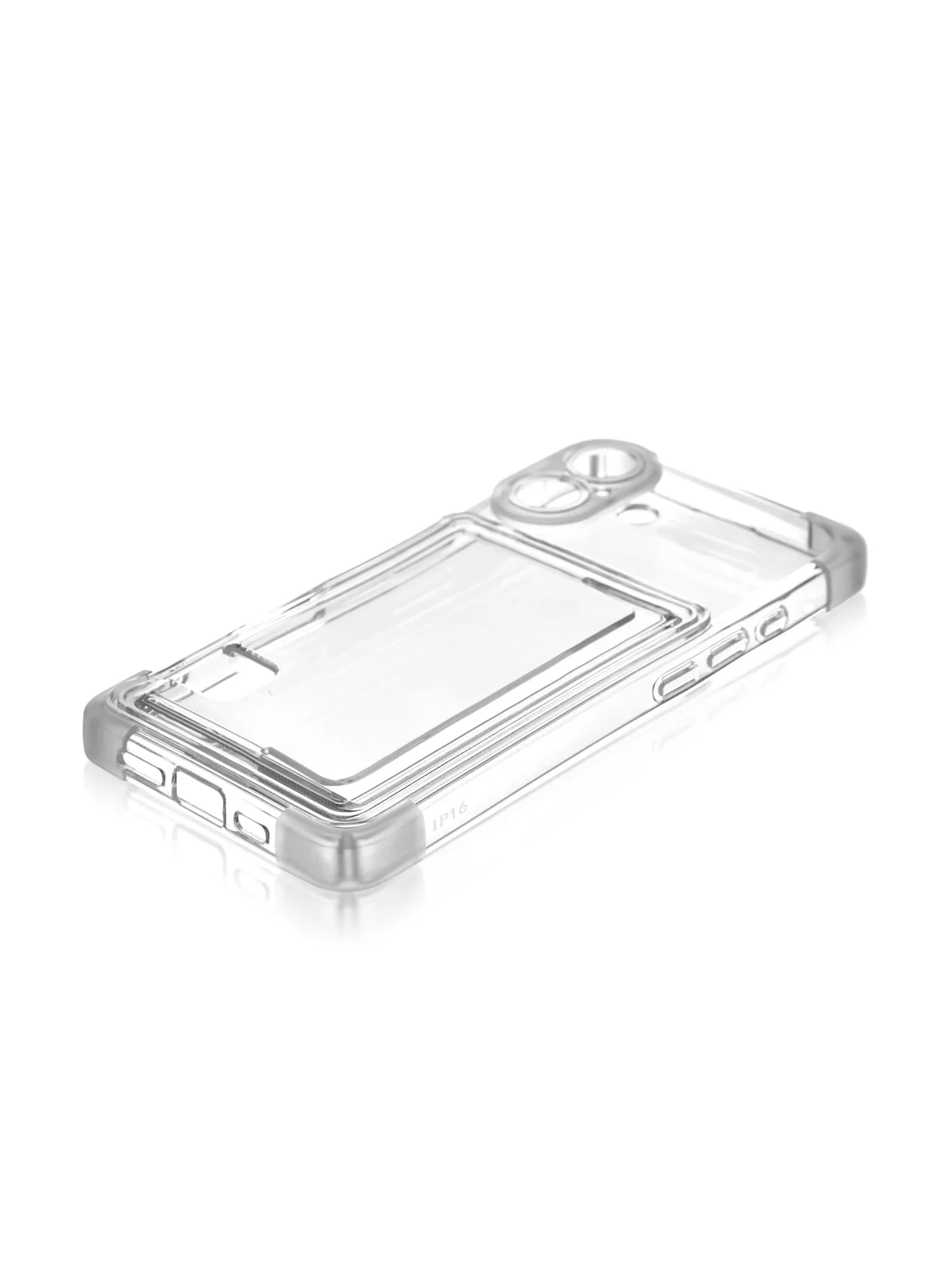 Прозрачный чехол для Apple iPhone 16 противоударный Rosco силиконовый, карман для карт, защита углов