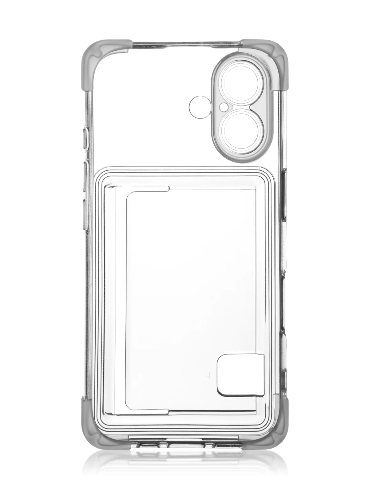 Прозрачный чехол для Apple iPhone 16 противоударный Rosco силиконовый, карман для карт, защита углов
