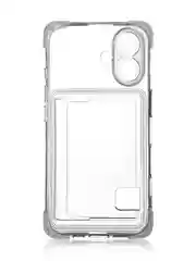 Прозрачный чехол для Apple iPhone 16 противоударный Rosco силиконовый, карман для карт, защита углов