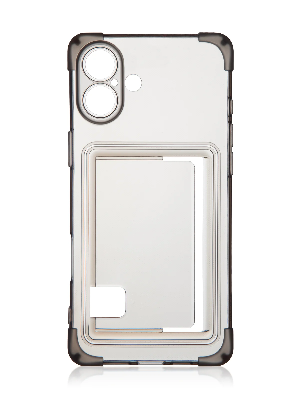 Черный чехол для Apple iPhone 16 Plus противоударный ROSCO силиконовый с карманом для карт углами
