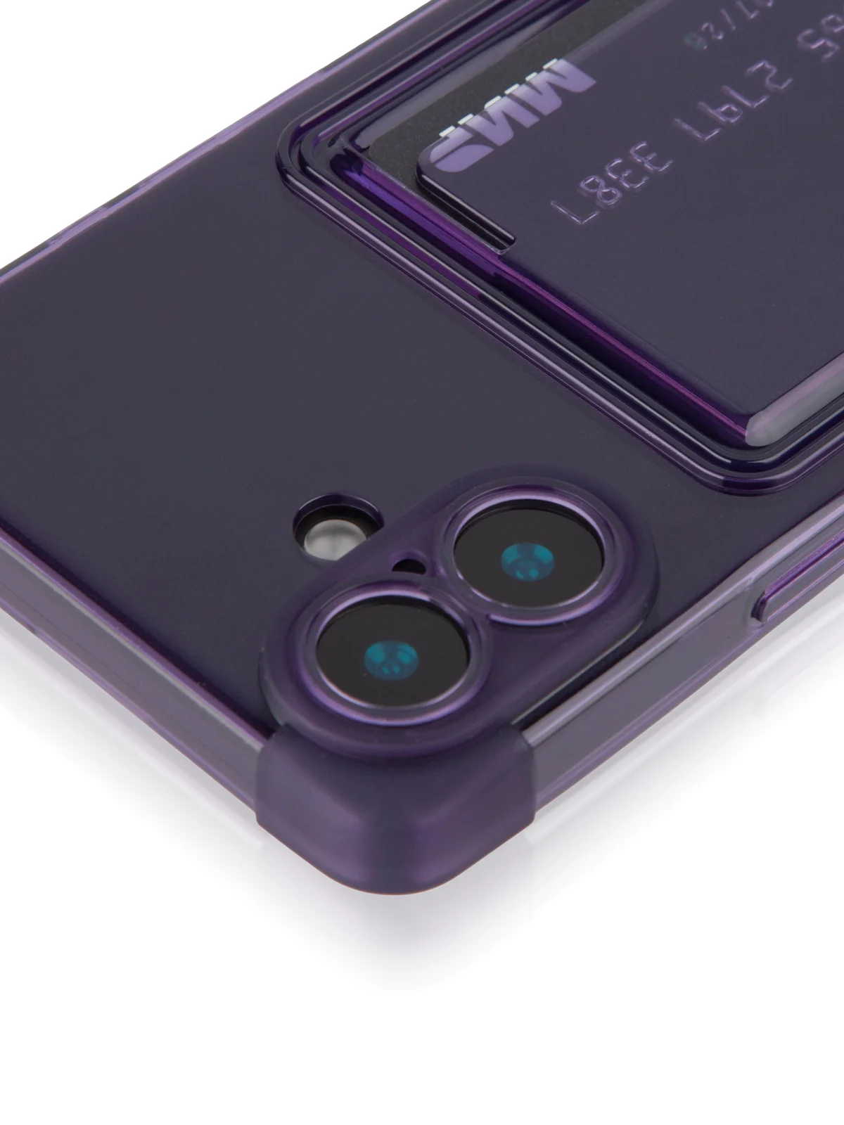 Фиолетовый чехол для Apple iPhone 16 Plus противоударный ROSCO силиконовый с карманом для карт углами