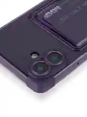 Фиолетовый чехол для Apple iPhone 16 Plus противоударный ROSCO силиконовый с карманом для карт углами