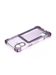 Фиолетовый чехол для Apple iPhone 16 Plus противоударный ROSCO силиконовый с карманом для карт углами