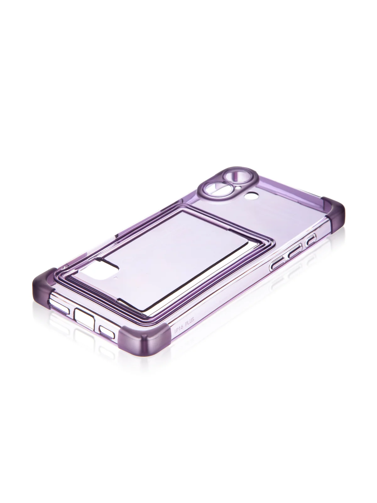 Фиолетовый чехол для Apple iPhone 16 Plus противоударный ROSCO силиконовый с карманом для карт углами