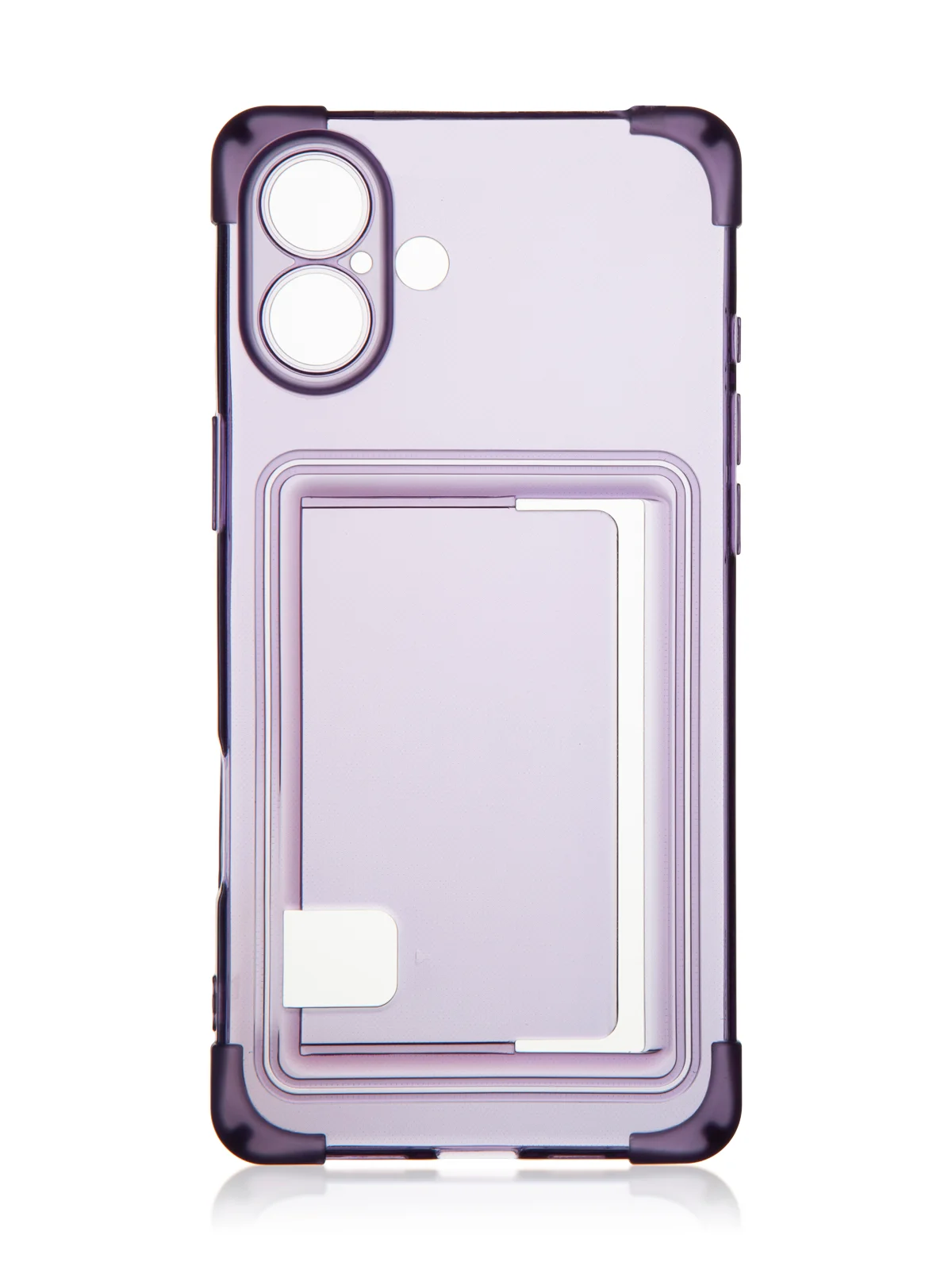 Фиолетовый чехол для Apple iPhone 16 Plus противоударный ROSCO силиконовый с карманом для карт углами