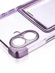 Фиолетовый чехол для Apple iPhone 16 Plus противоударный ROSCO силиконовый с карманом для карт углами