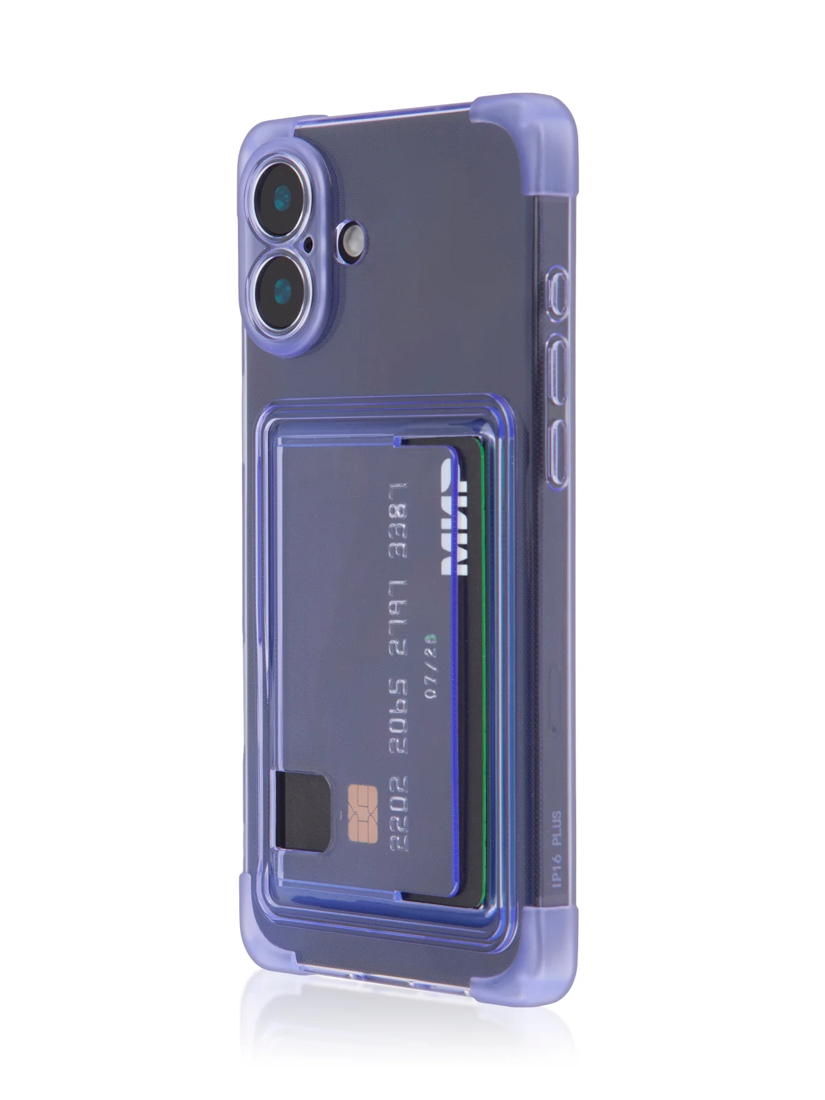 Лавандовый чехол для Apple iPhone 16 Plus противоударный ROSCO силиконовый с карманом для карт углами