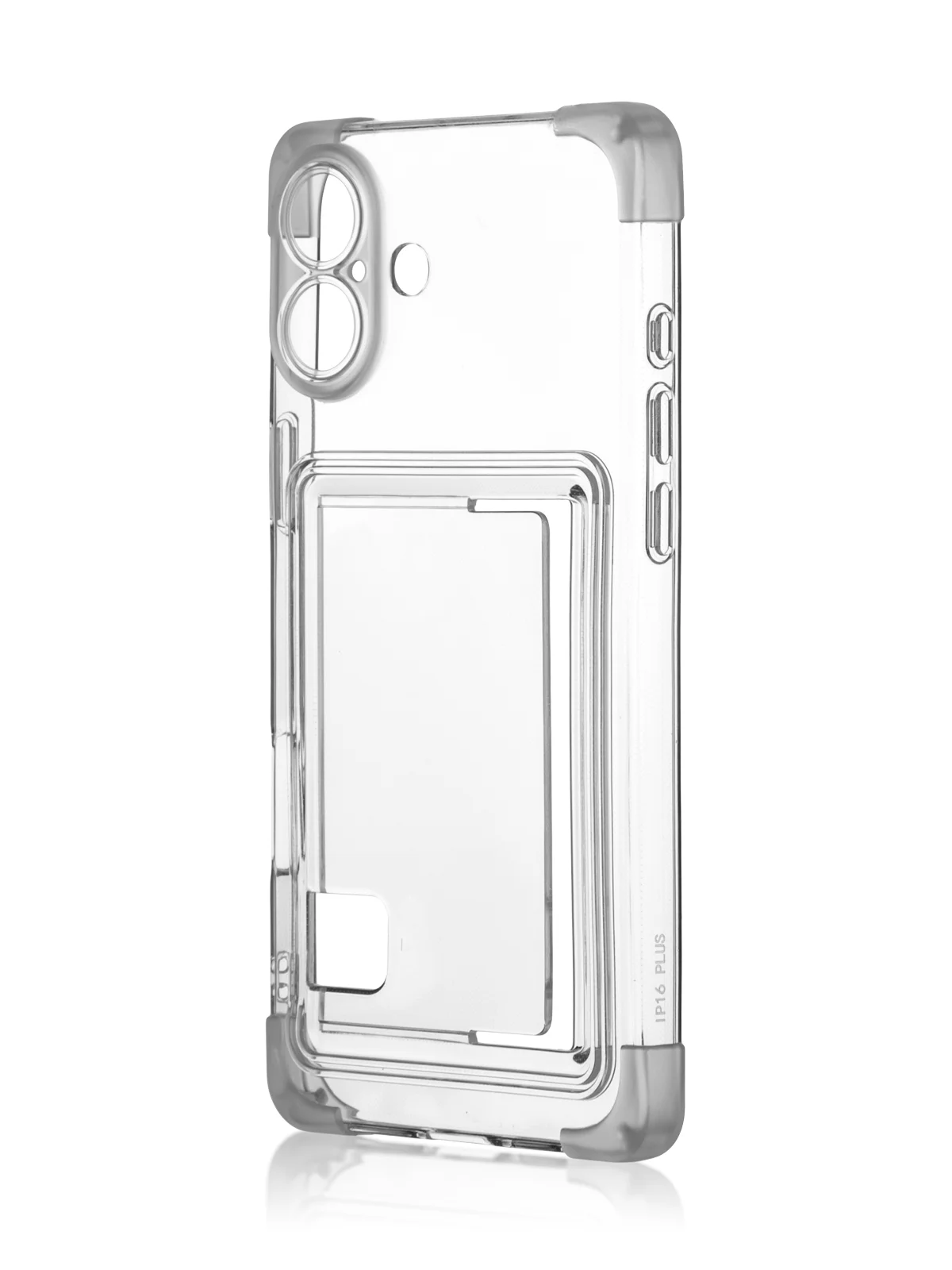 Прозрачный чехол для Apple iPhone 16 Plus противоударный ROSCO силиконовый с карманом для карт углами
