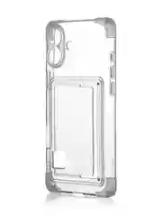 Прозрачный чехол для Apple iPhone 16 Plus противоударный ROSCO силиконовый с карманом для карт углами
