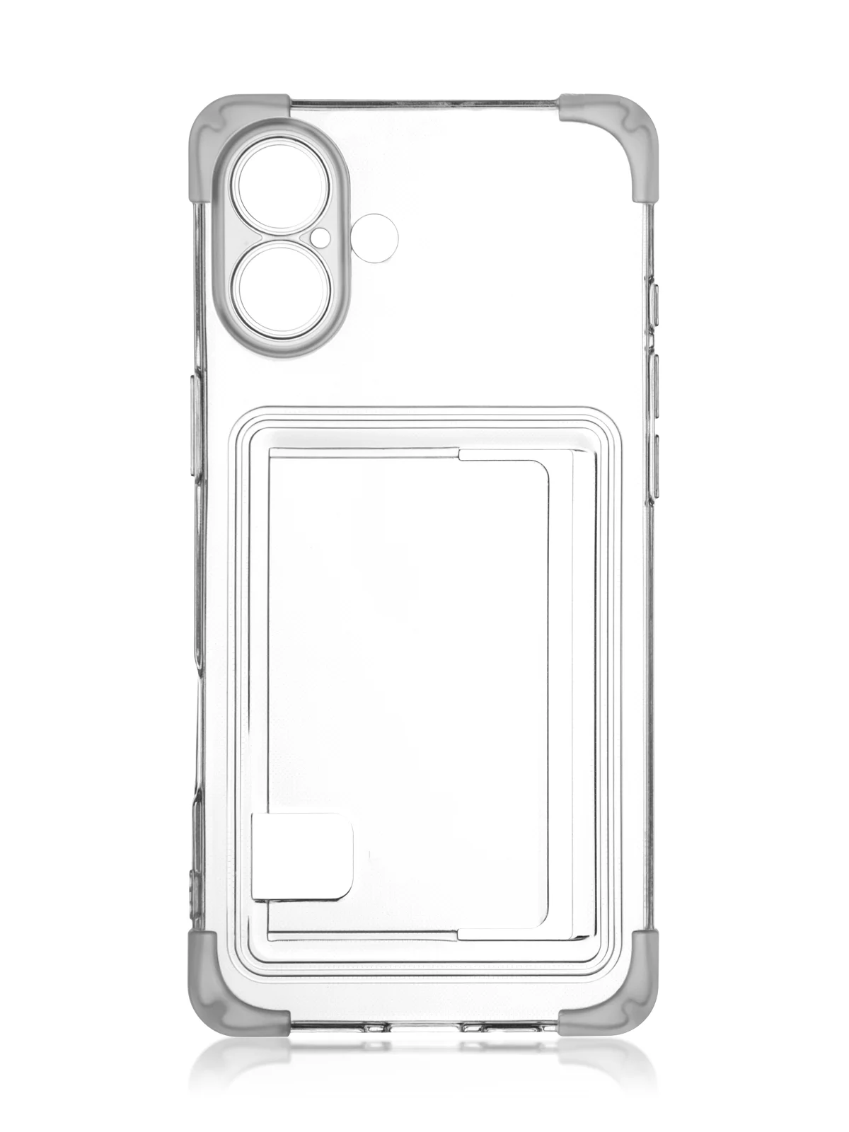 Прозрачный чехол для Apple iPhone 16 Plus противоударный ROSCO силиконовый с карманом для карт углами