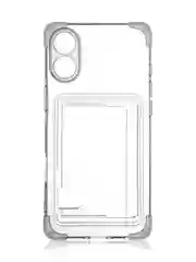 Прозрачный чехол для Apple iPhone 16 Plus противоударный ROSCO силиконовый с карманом для карт углами