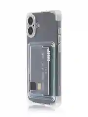 Прозрачный чехол для Apple iPhone 16 Plus противоударный ROSCO силиконовый с карманом для карт углами
