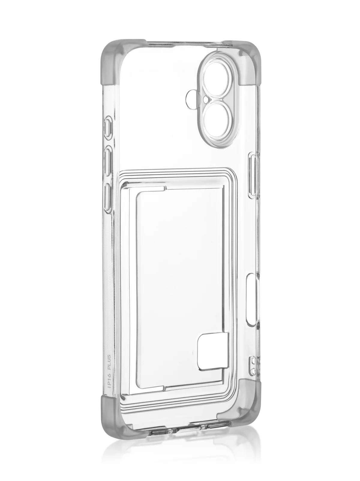 Прозрачный чехол для Apple iPhone 16 Plus противоударный ROSCO силиконовый с карманом для карт углами