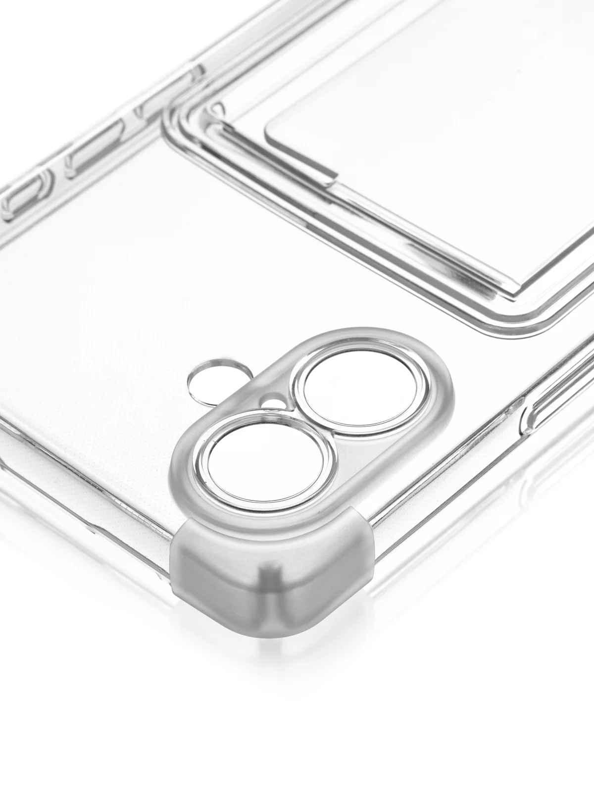 Прозрачный чехол для Apple iPhone 16 Plus противоударный ROSCO силиконовый с карманом для карт углами
