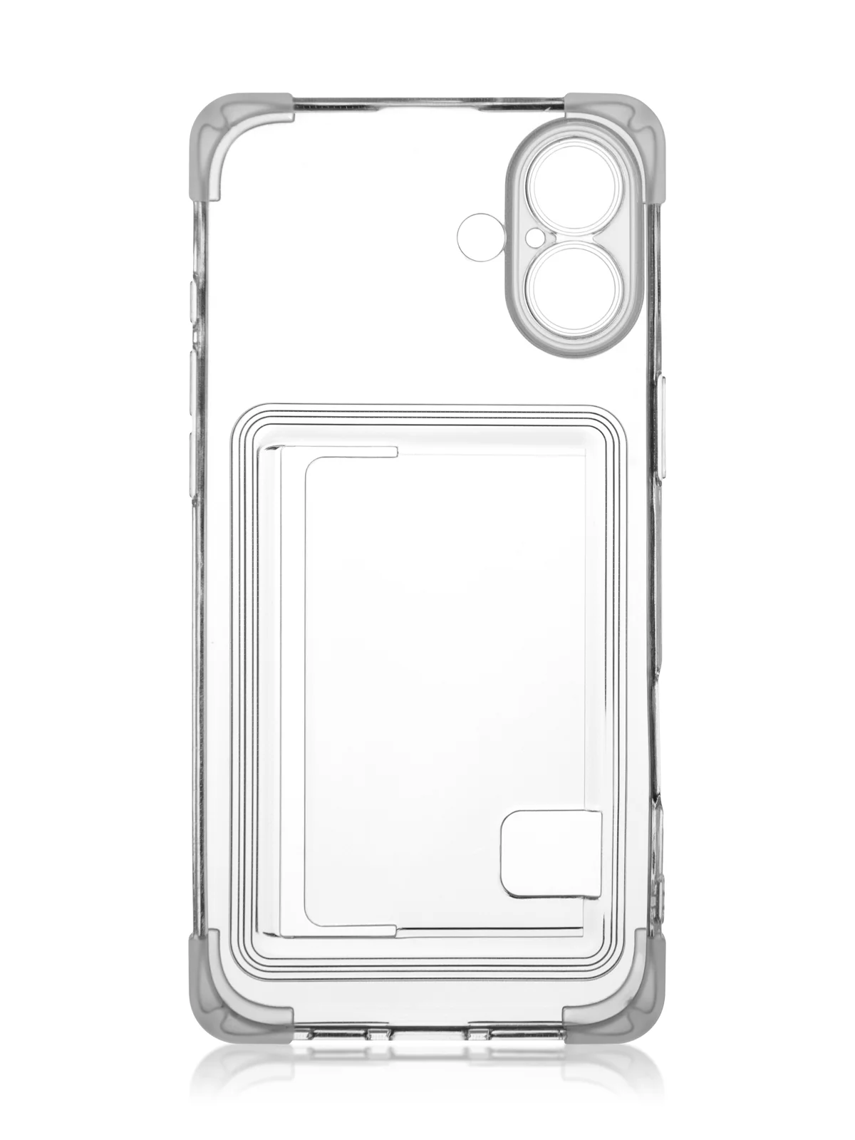 Прозрачный чехол для Apple iPhone 16 Plus противоударный ROSCO силиконовый с карманом для карт углами