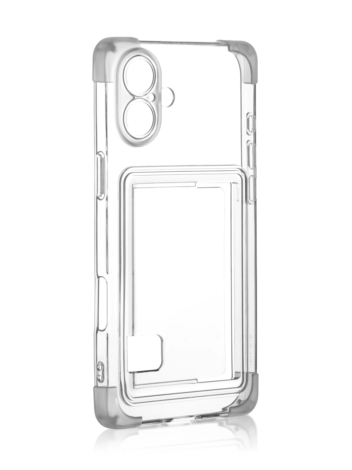 Прозрачный чехол для Apple iPhone 16 Plus противоударный ROSCO силиконовый с карманом для карт углами