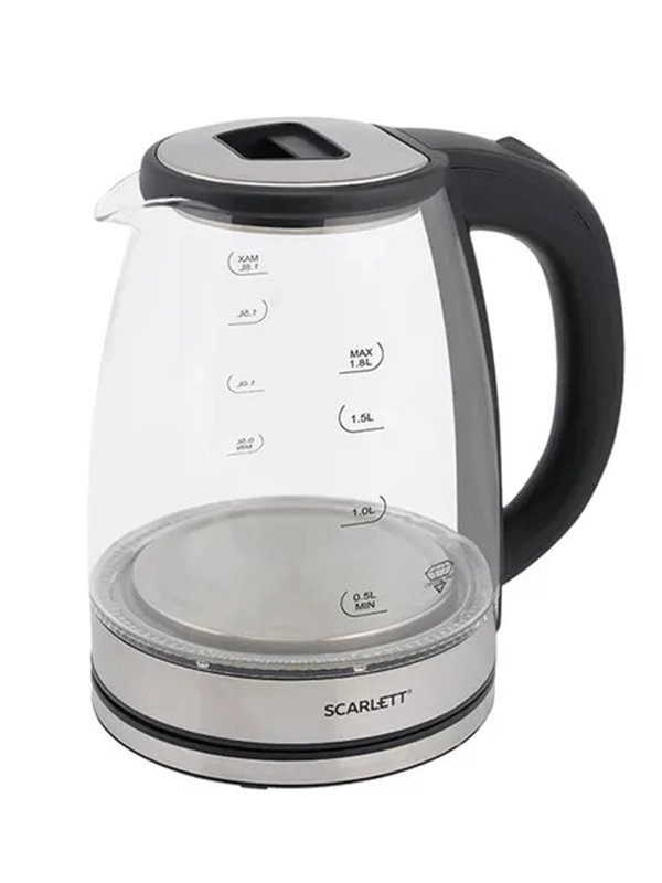Электрический чайник SCARLETT SC-EK27G30, 1.8 л, стекло, сталь, 1800 Вт