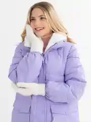 Варежки женские белые из ангоры в рубчик, зимние, с меховым подкладом, утепленные