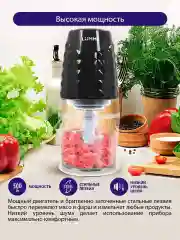 Черный измельчитель кухонный электрический LUMME LU-1845 электрическая терка, чаша 600 мл, 500 Вт