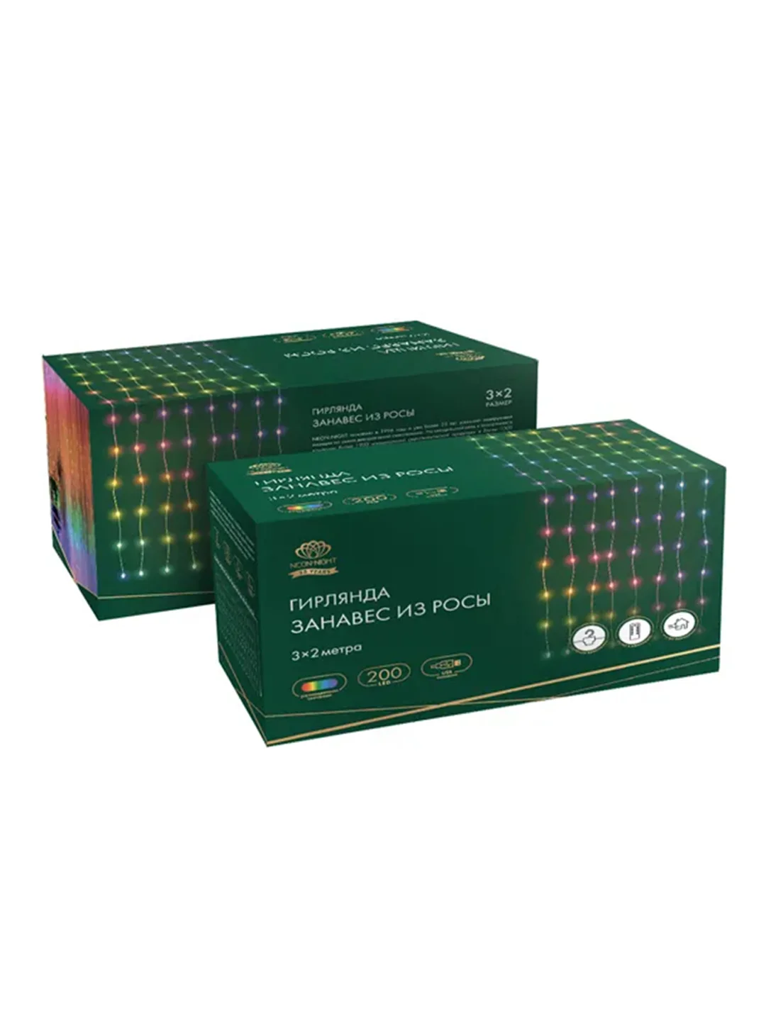 Гирлянда Светодиодный дождь, 200 LED, мультиколор, IP20, USB, пульт управления, 3х2 м