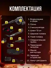 Воздуходувка-пылесос садовая, ветродуйка аккумуляторная, максимальная комплектация