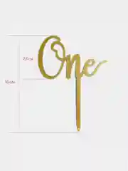 Золотой топпер на торт "One", акрил, надпись, украшение