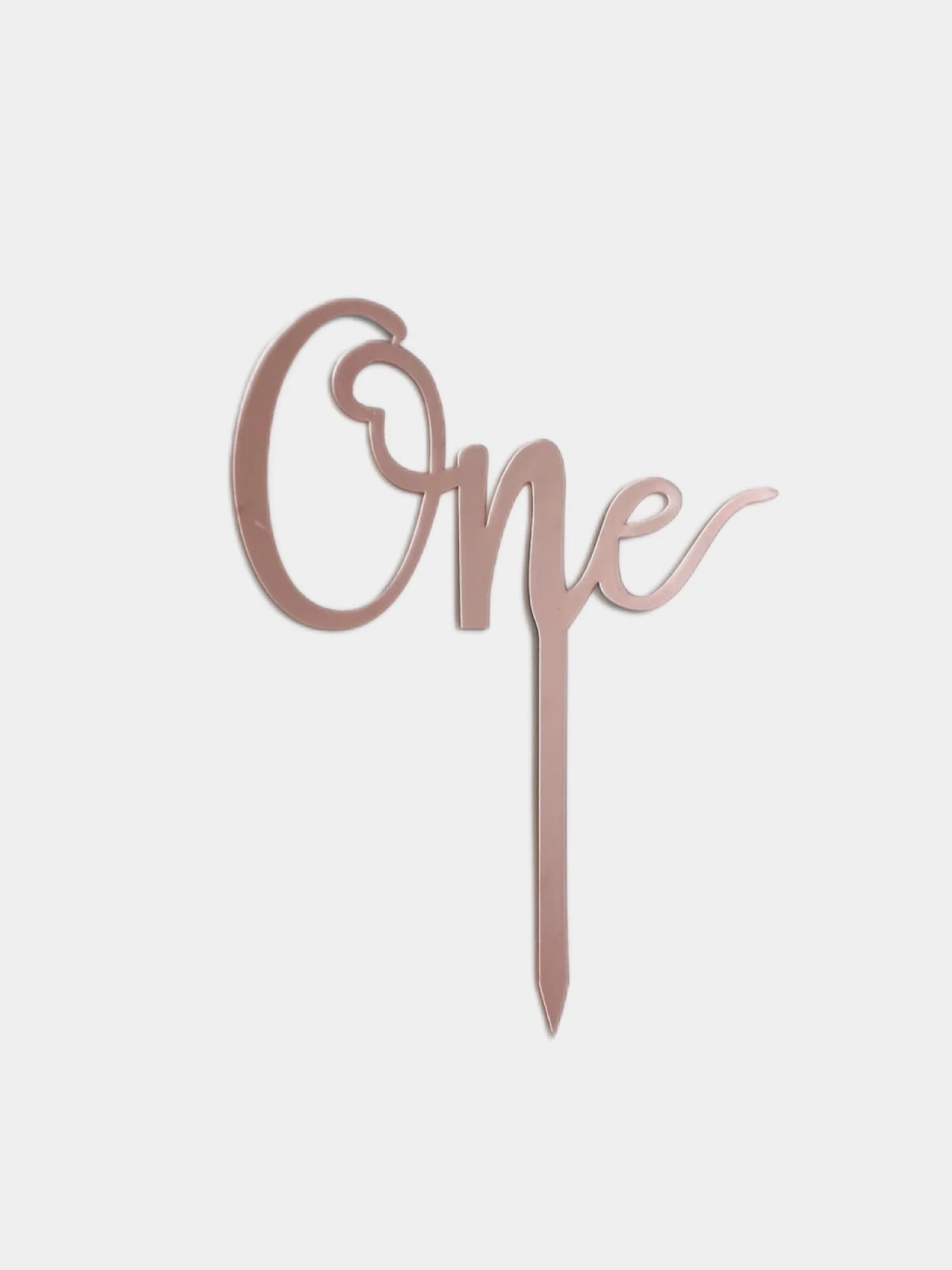 Розовый топпер на торт "One", акрил, надпись, украшение