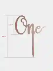 Розовый топпер на торт "One", акрил, надпись, украшение
